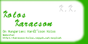 kolos karacson business card